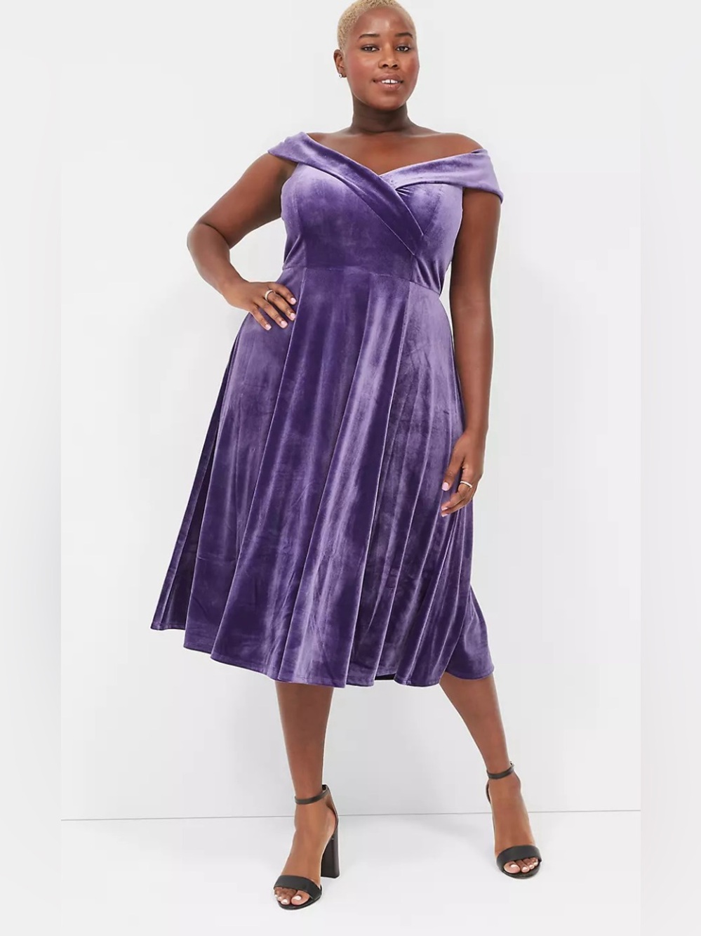 Lane Bryant Purple Velvet Midi Dress